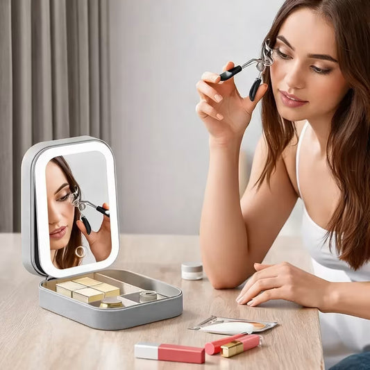 White Jewelry Box with LED Mirror